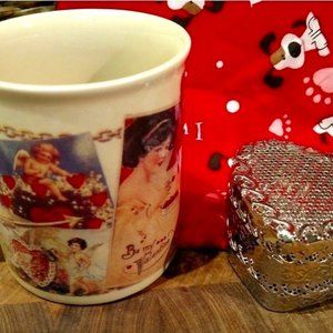Vintage Russ Valentine Mug & Heart Trinket Dish, SET/2 , EUC
